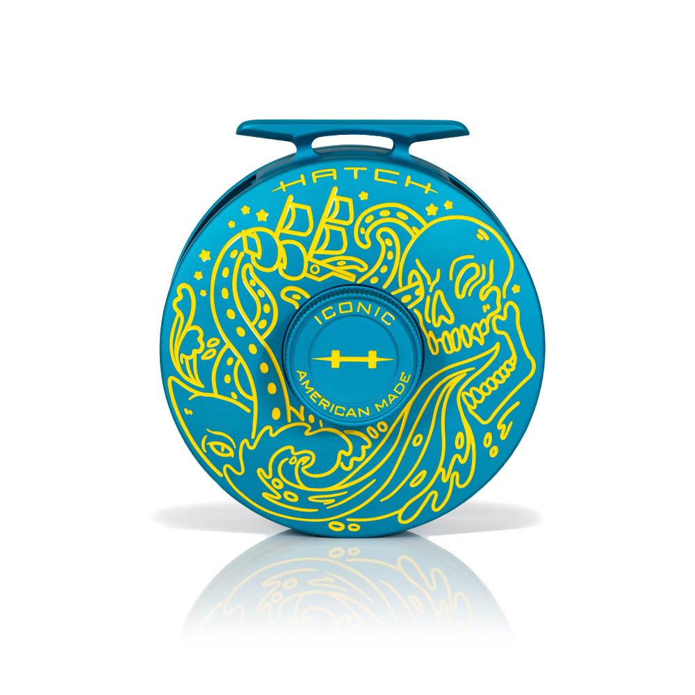 Hatch Outdoors 2024 Custom Kraken Reel 7 Plus in Matte Teal and Yellow